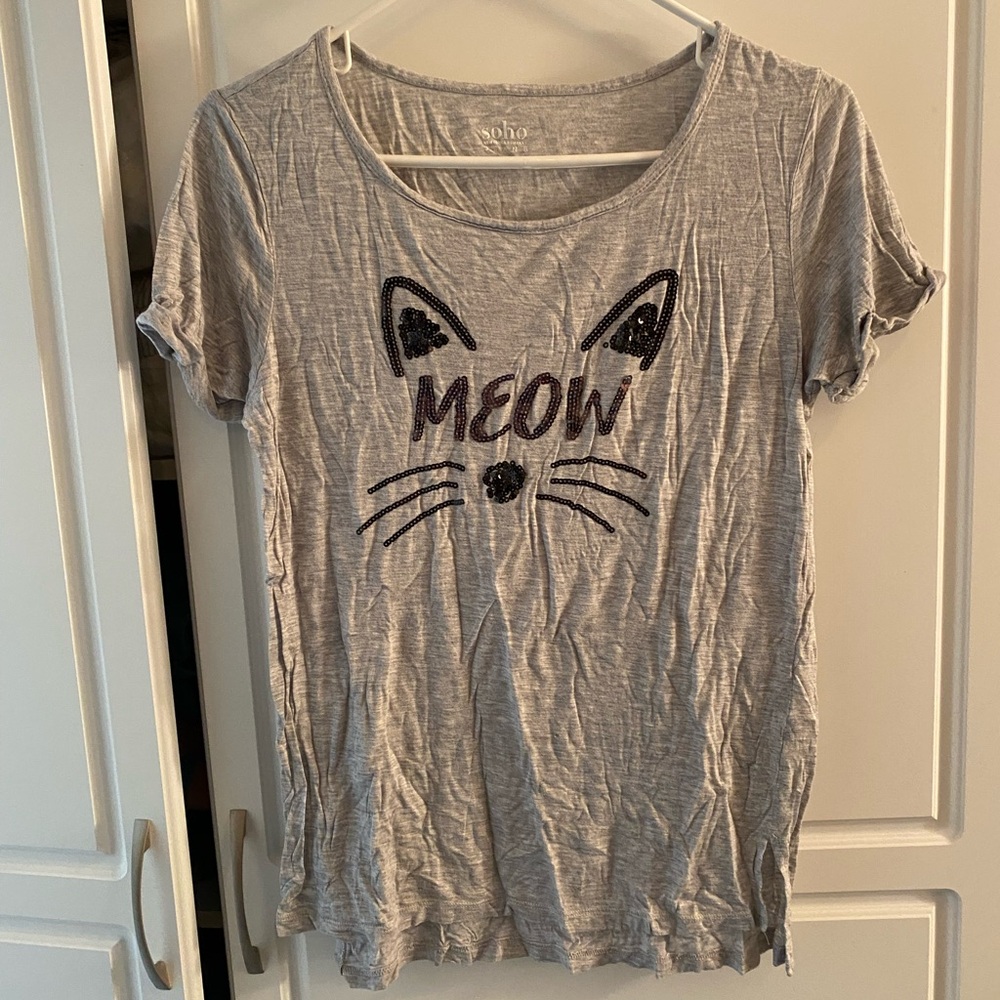 “Meow” Cat Soho Heather Gray Tee